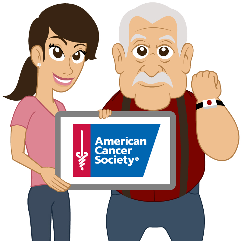Grumpy Grandpa and his daughter proudly displaying their support for the American Cancer Society.