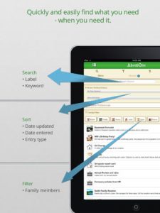 Screenshot showing how Family Organizer lets you quickly find what you need.