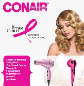 breast cancer awareness conair hair product line.