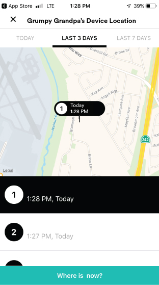 Bay Alarm Medical Caregiver Tracking App Map pinpoint location