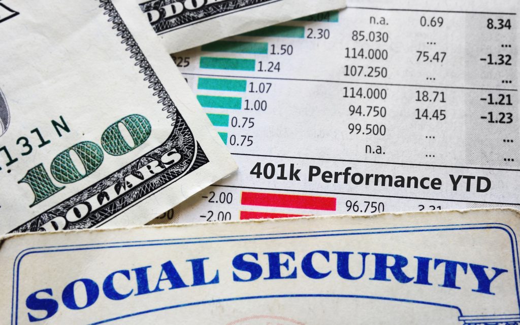 401k charts and social security